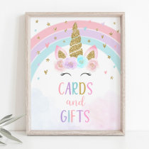 Unicorn Rainbow Cards & Gifts Party Sign
