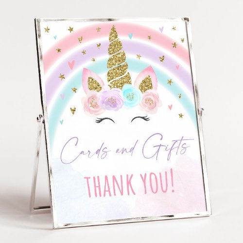Unicorn Rainbow Cards  Gifts Party Sign