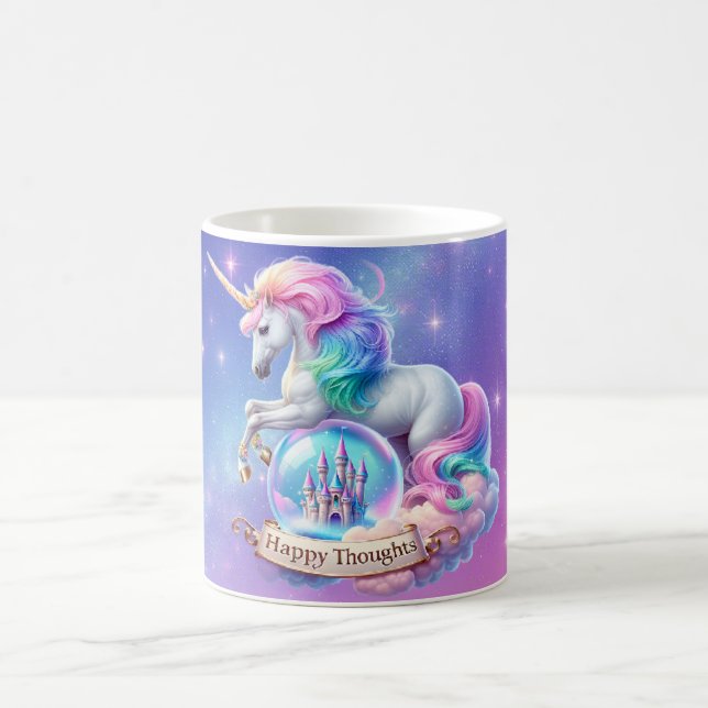 Unicorn Rainbow Castle Mug – Happy Thoughts Gift (Center)