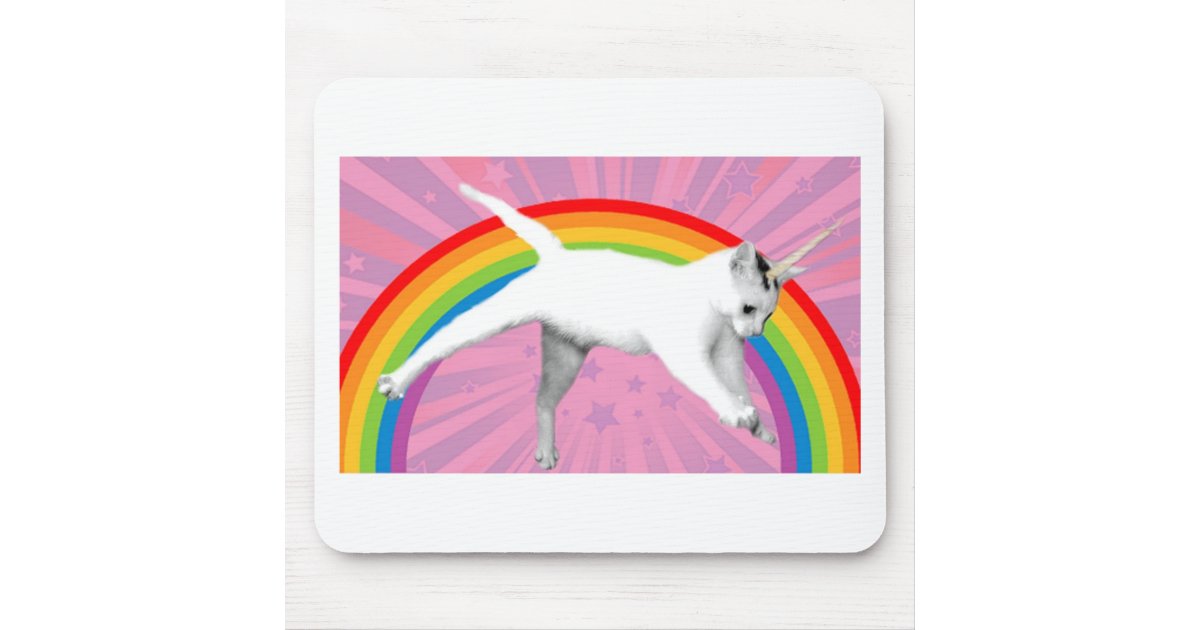 Unicorn Rainbow Cat Mouse Pad Zazzle Com