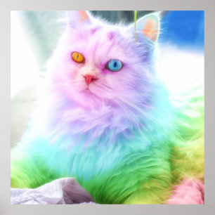 Unicorn Rainbow Cat Poster