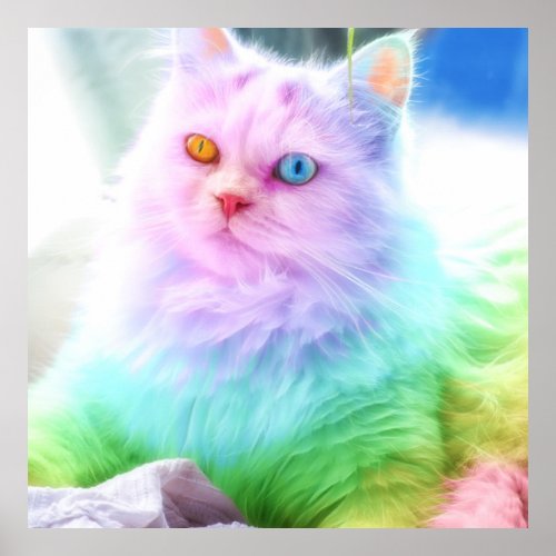Unicorn Rainbow Cat Poster