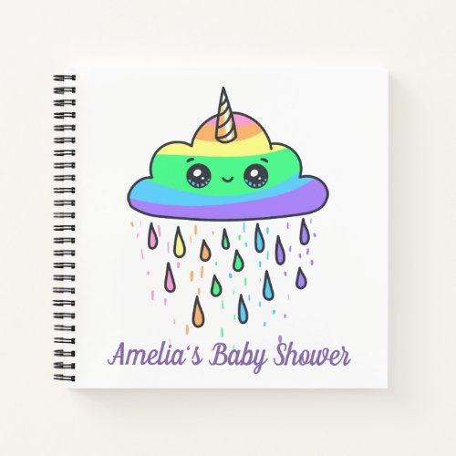 Unicorn Rainbow Cloud Baby Shower Notebook