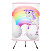 Unicorn Rainbow Clouds Nursery Decor Tripod Lamp