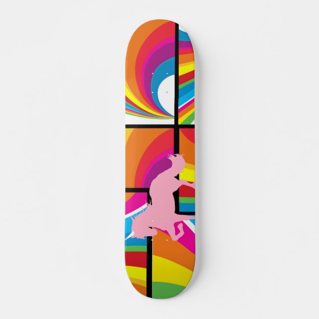 Unicorn Rainbow Clouds Skateboard Deck (Front)