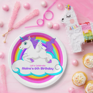 Unicorn Rainbow Clouds Stars Bounce House Gift Paper Plates