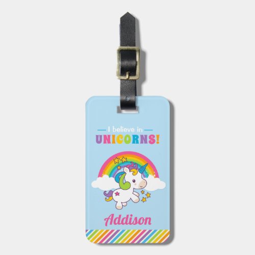 Unicorn Rainbow Colorful Cute Girl Luggage Luggage Tag