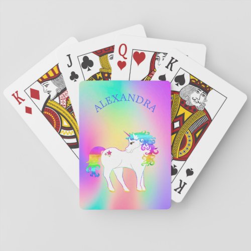 Unicorn Rainbow Colorful Personal School Playing Cards