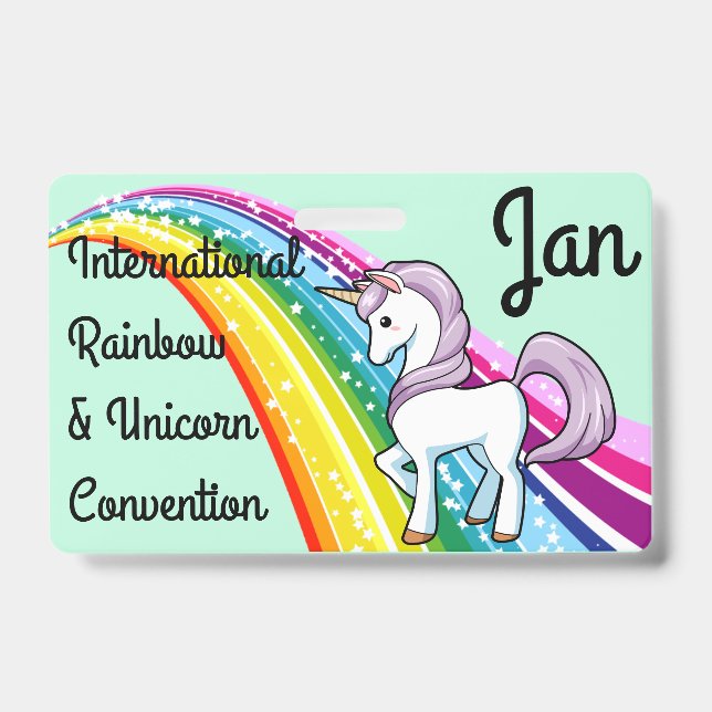 Unicorn & Rainbow Convention Badge Personalize (Front)