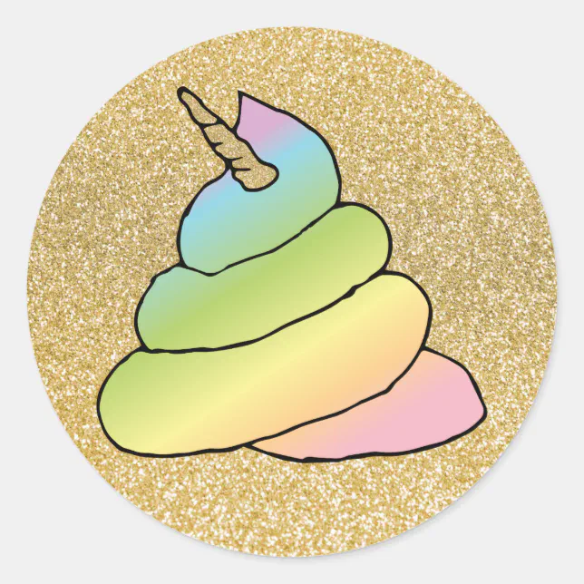 Unicorn Rainbow Crap EmojiEmoji With Face Classic Round Sticker