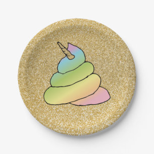 Unicorn Rainbow Crap Emoji Poop Emoji With Face Paper Plates
