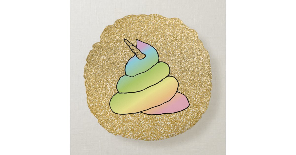 Unicorn Rainbow Crap EmojiEmoji With Face Round Pillow Zazzle