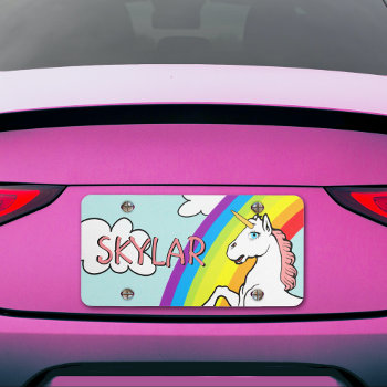 Unicorn Rainbow Custom License Plate by JerryLambert at Zazzle