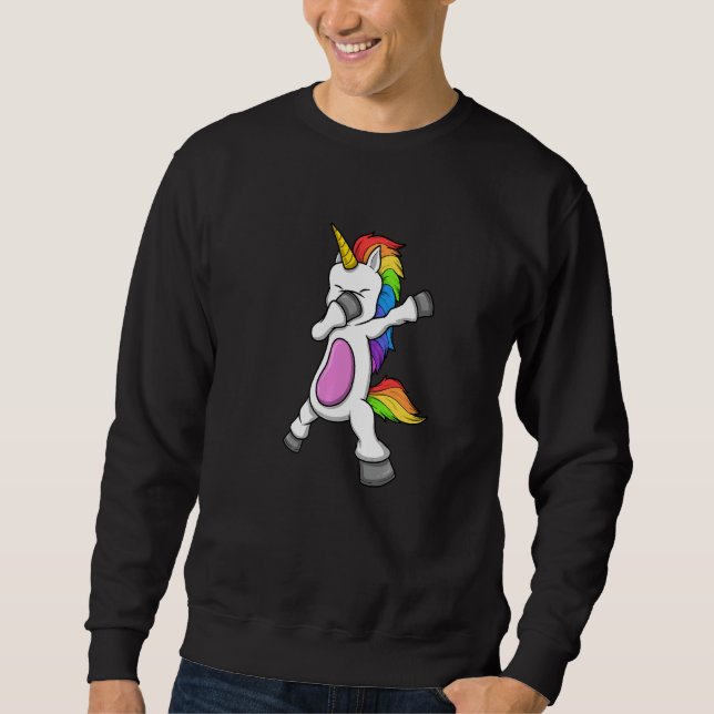 Unicorn  Rainbow Dabbing Unicorn Sweatshirt (Front)