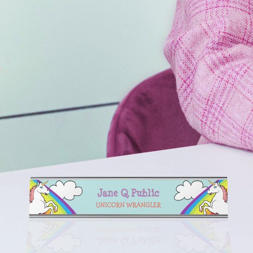 Unicorn Rainbow Desk Name Plate