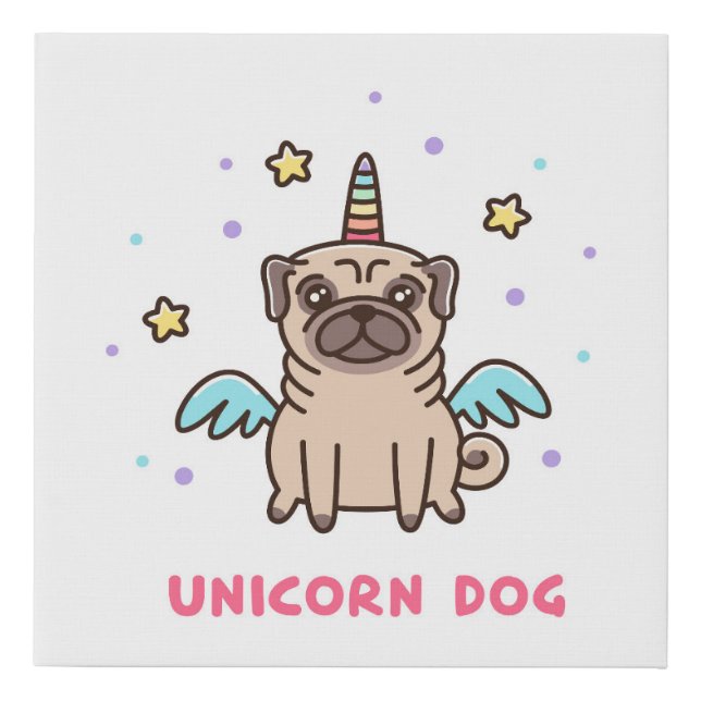 Unicorn Rainbow Dog Faux Canvas Print (Front)