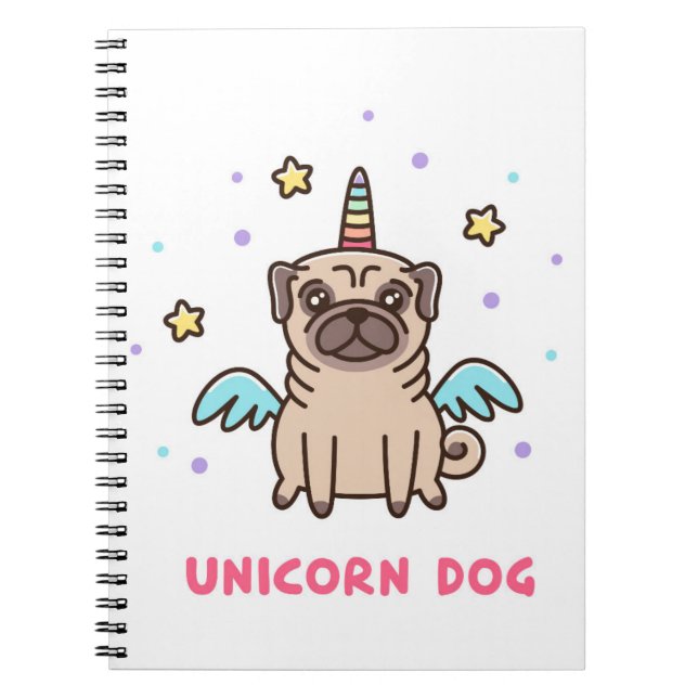 Unicorn Rainbow Dog Notebook (Front)