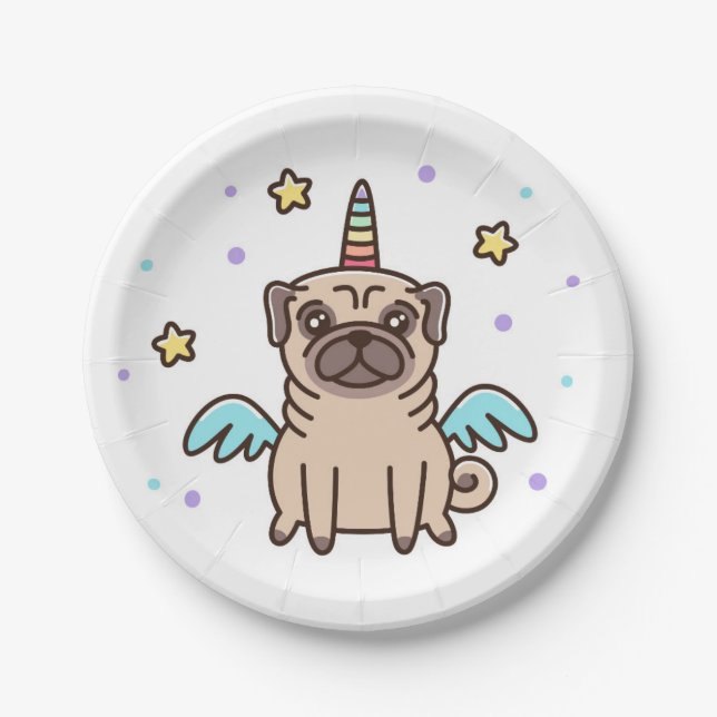 Unicorn Rainbow Dog Paper Plates (Front)