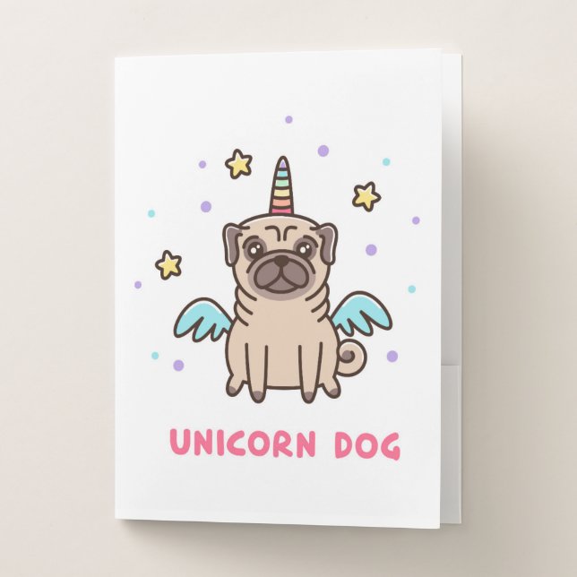 Unicorn Rainbow Dog Pocket Folder (Front)