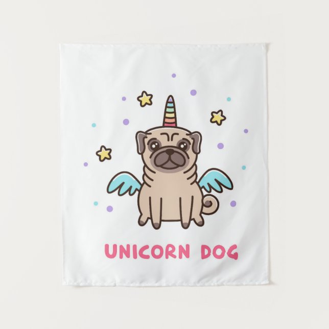 Unicorn Rainbow Dog Tapestry (Front)