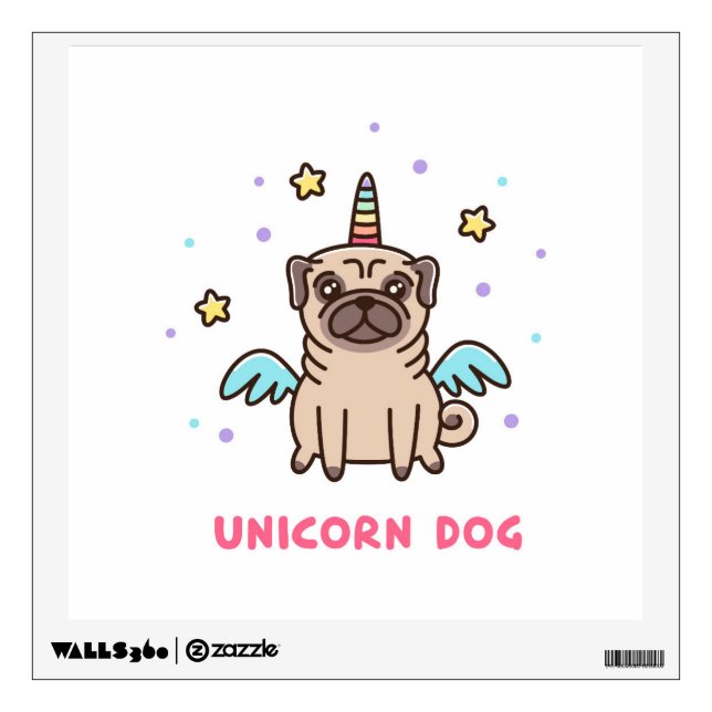 Unicorn Rainbow Dog Wall Decal (Front)