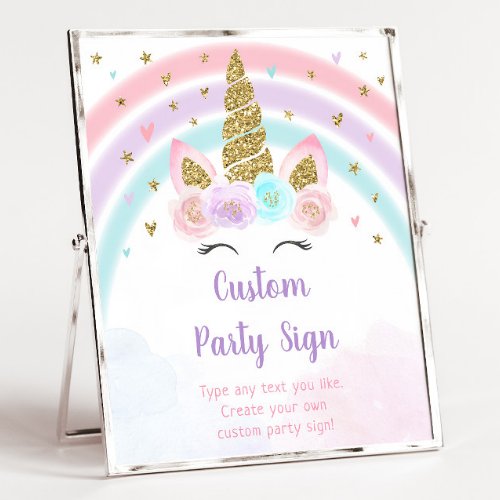 Unicorn Rainbow Editable Birthday Sign