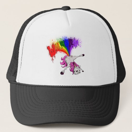 unicorn rainbow fart trucker hat