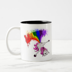 unicorn rainbow fart Two-Tone coffee mug