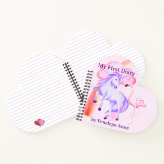 Unicorn Rainbow Flamingo Girls First Custom Diary Notebook