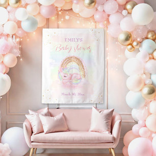 Unicorn Rainbow Girl Baby Shower Backdrop Tapestry