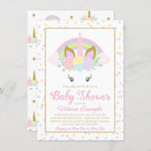 Unicorn Rainbow Girl Baby Shower Invitations (Front/Back)