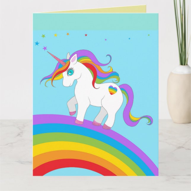 UNICORN RAINBOW GIRLS BIRTHDAY GREETING CARDS (Front)