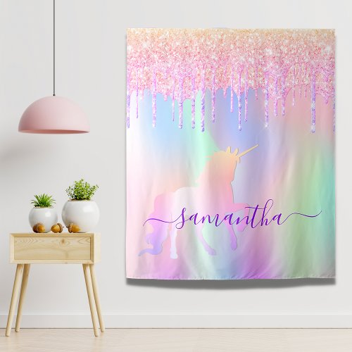 Unicorn rainbow glitter drips photo backdrop