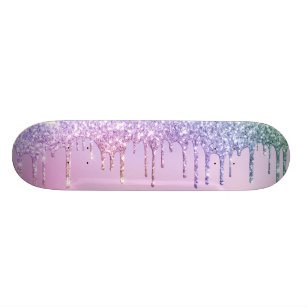 EFTOWEL Skateboards Rainbow Glitter Texture Glitter Background Stock Illustrations Classic Concave Skateboard Cool Stuff Teen Gifts Longboard Extreme Sports for Beginners and Professionals