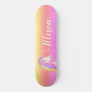Unicorn Rainbow Glitter Sparkles Personalized Skateboard