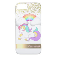 Unicorn, Rainbow, Gold Confetti - Personalized