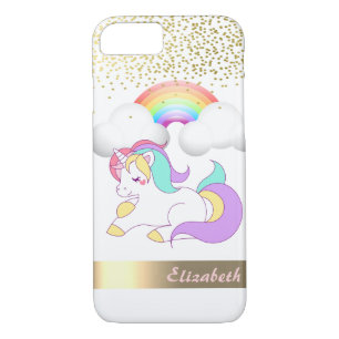 Unicorn, Rainbow, Gold Confetti - Personalized iPhone 8/7 Case