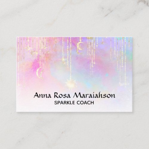  Unicorn Rainbow Gold Sparkle Glitter Sun Moon Business Card