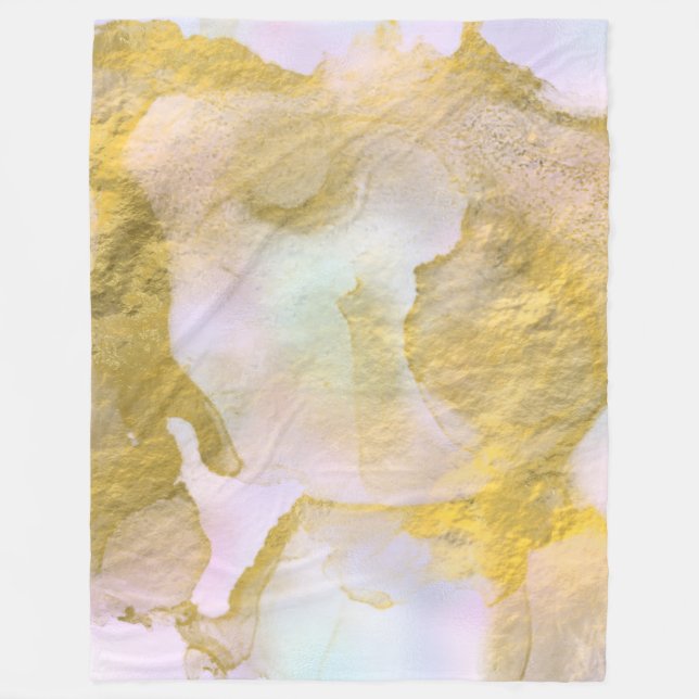 *~* Unicorn Rainbow Holograghic Pastel Gold AP1  Fleece Blanket (Front)