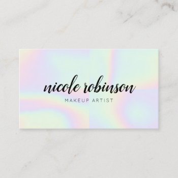 Unicorn Rainbow Holographic Modern Makeup Artist Business Card by moodii at Zazzle