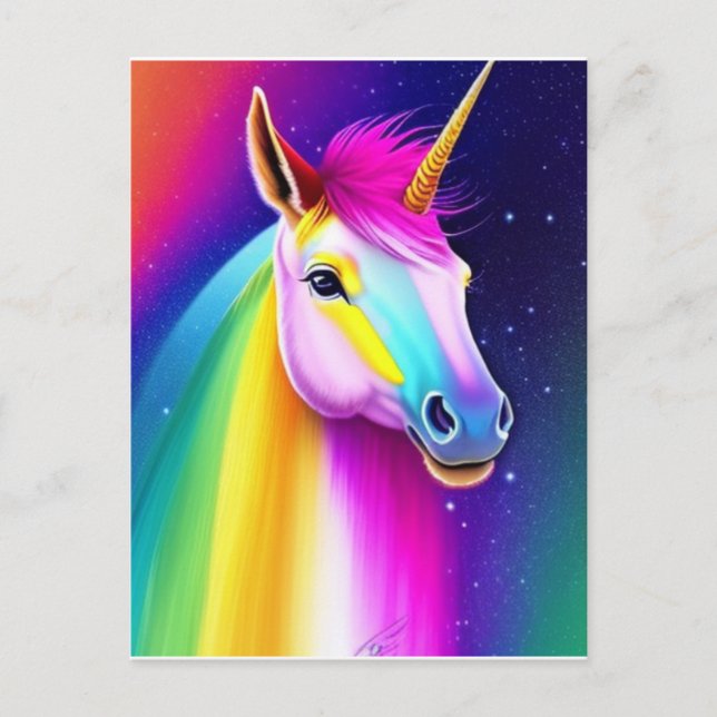 Unicorn Rainbow Horse Postcard (Front)