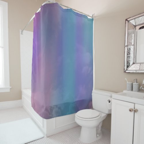 Unicorn Rainbow hues Girly colorful Shower Curtain