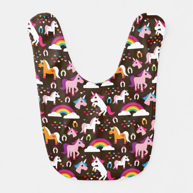 unicorn rainbow kids background horse baby bib (Front)