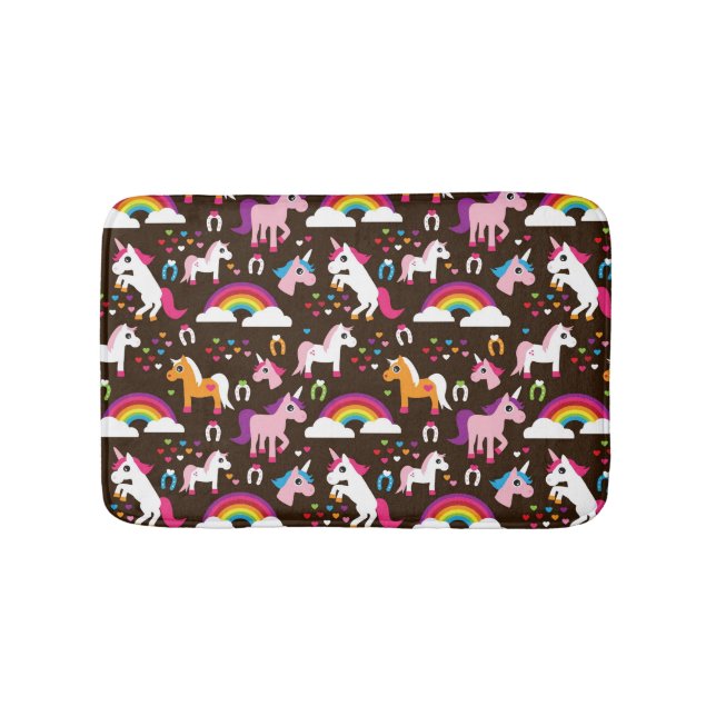 unicorn rainbow kids background horse bathroom mat (Front)