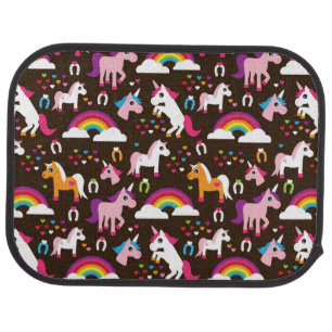 unicorn rainbow kids background horse car floor mat