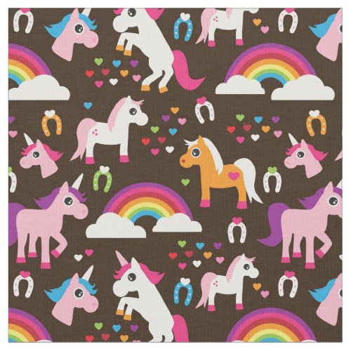 unicorn rainbow kids background horse fabric