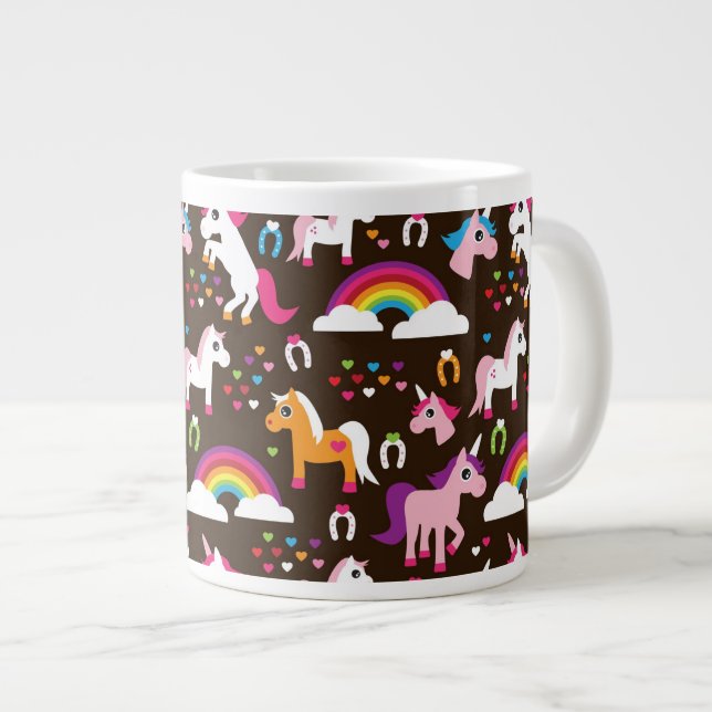 unicorn rainbow kids background horse giant coffee mug (Front Right)