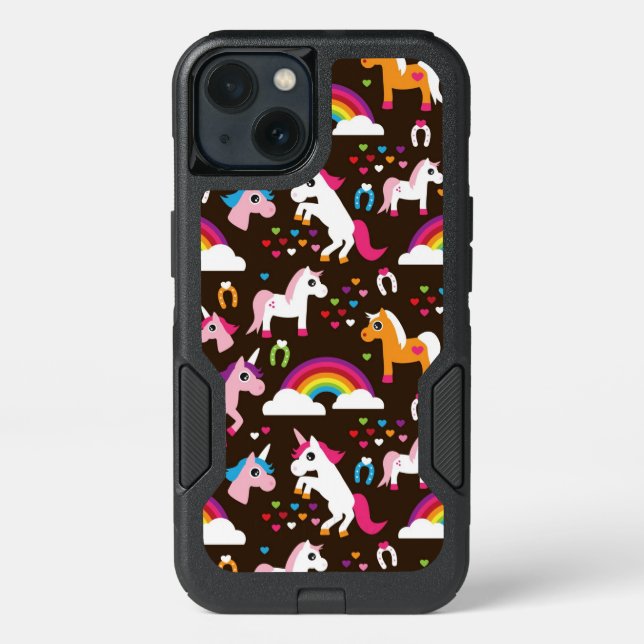 unicorn rainbow kids background horse otterbox iPhone case (Back)