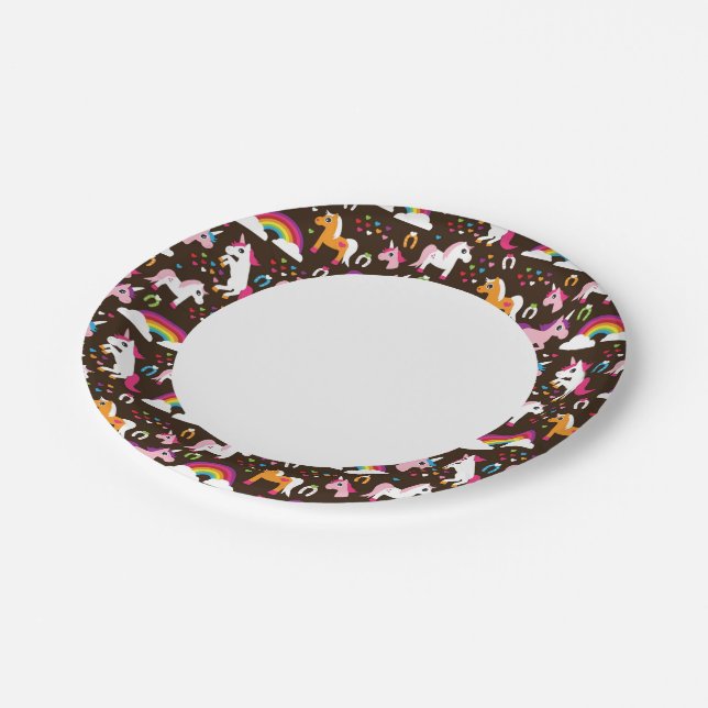 unicorn rainbow kids background horse paper plates (Angled)