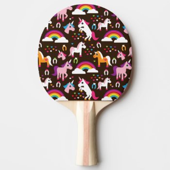 Unicorn Rainbow Kids Background Horse Ping Pong Paddle by cuteoverload at Zazzle